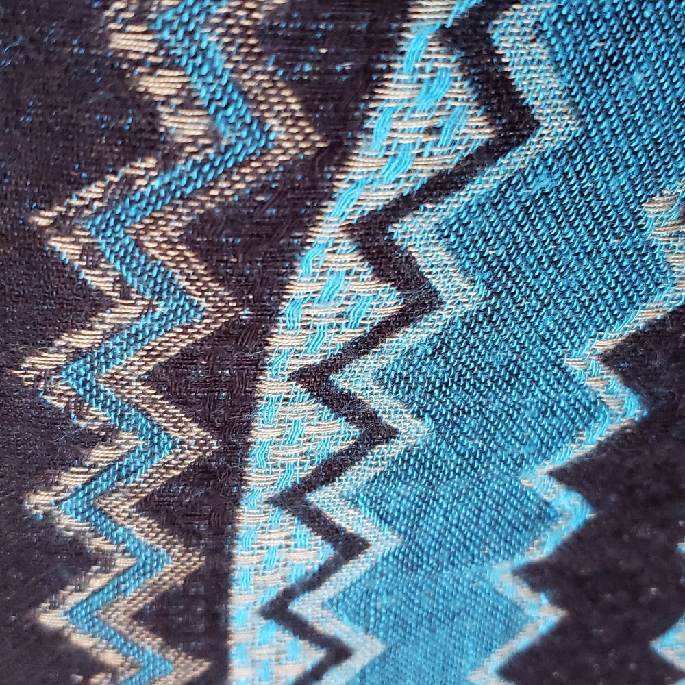 Vintage Y2K HALE BOB Boho Woven Mini Dress • Olive Green Turquoise Chevron • XS - Picture 11 of 12